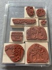 Wooden Stamps Hedgehogs Winter Christmas Lot Of 8 Box Set Craft Art Cards Scrap
