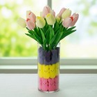 Easter Artificial Tulip Floral Arrangement With Bunny Vase Fillers-16 Tuilp Set