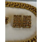 Vintage Gold Tone Choker Necklace Bracelet Earrings Set Chunky Statement Mcm