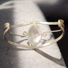 Vintage Alpaca Silver Tone Mother Of Pearl Flower Hinge Bangle Cuff Bracelet