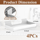 Heavy Duty 16x8 Inch Slatwall Shelves - 4 Pack Metal Display Baskets  White