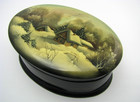 Russian Paper Mache Lacquer Box Snuff Box  russian Winter  Fedoskino C1960s Rare