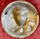 Antique Bronze Plaque Victorian Woman High Relief Art Nouveau 8    Flowers Heavy