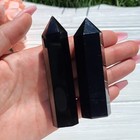 Black Obsidian Tower Point Healing Crystal Obelisk Reiki Home Decor Protection
