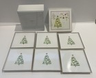 Vintage Otagiri Christmas Tree Coaster Set   Case Lacquerware Japan Mcm 