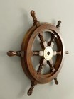 24  Elegant Brass   Wood Ship s Wheel     Nautical Home Decor Masterpiece Gift