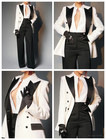 Black And White Women Suit Wedding Formal Business Office Ladies Work Wear 2pcs