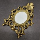 Vintage Brass Victorian Style Ornate Oval Picture Frame Easel Back