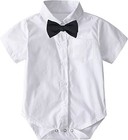  Infant Baby Boys Dress Shirt Bodysuit Gentleman Formal 9-12 Months Short White