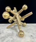 Vintage Pair Cast Iron  jacks  Book Ends Painted Gold Mcm Library Office Dorm