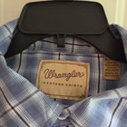 Wrangler Western Blue Plaid Short Sleeve Snap Button Shirt Size Xl