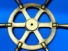 Vtg Brass Wall Decor Nautical Maritime Ship s Helm Wheel Six Ends Unscrews 10 