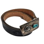 Heavy Sterling Silver Turquoise Belt Buckle 79g Western Vintage 2x3