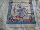 Nos Vtg 40 s 50 s Dutch Theme Linen Tea Towel Dancing Girls Tulips   Windmills