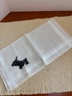 Vintage Pre-owned Very Sheer Hankie Detailed Embroidery Of Scottie Scotty Dog