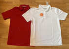 Lot Of 2 Red   White Polo School Uniform Performance Shirts - Size L 10 12 - New