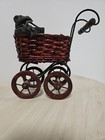 Vintage Antique Buggy Stroller Baby Carriage Wicker Metal Wood 7    Decor Preowned