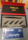 Vintage Osmiroid 75 Fountain Pen Set 5 Nibs Black Gold Plated Trim Taiwan Letter