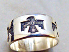 Vintage Navajo Fred Harvey Era  Bell Trading Post Sterling Thunderbird Ring S 11