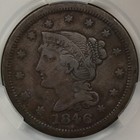 1846 P Small Date Braided Hair Large Cent Cac Grading Cacg Vf Details Env Damage