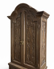 Vintage Spanish Revival Carved Solid Wood Cabinet   Armoire     Dark Brown  Ornate