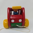 Vintage Kouvalias Wooden Pull Toy Firetruck Bell Toy Made In Greece Complete