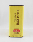 Vintage Heritage House Pure Ground Black Pepper Fisher Foods 8 Oz Yellow Tin