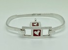 Fusion Vintage Sterling Silver Enamel Heart Cuff Bracelet 7    Pendant
