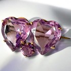 Antique Amethyst Glass Brooch Gold Tone Heart Shaped Romantic Edwardian Pin