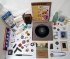 Vintage Grandpas Mens Junk Drawer Lot Coins Gemstones Vinyl Record  Playboy  Etc