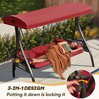 3 In 1 Outdoor Porch Swing With Adjustable Canopy  3 Seat Outdoor Swing