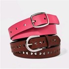 Cat   Jack Girls Leather Belts 2 Set Reversable Black   Pink   Brown   Hearts
