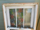 Antique 1940s Pair Window 3 Panel Frames W Jalousie Weights Old Glass Vintage