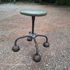 Early Rare Industrial Vintage  Steel Metal Bar Machinist Drafting Chair Stool