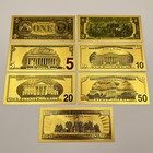 7pcs Us Dollar Gold Banknotes 1 2 5 10 20 50 100 Bills Money Set Home Decoration