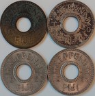 Lot Of 35 Fiji Coins Halfpenny Penny Three   Six Pence Silver Shilling Florin   