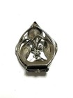 Silver Tone Scarf Clip Leaf Flower Design Stone Accent Vintage  4cm