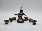 Vintage Brass Dallah Arabic Middle Eastern Coffee Set