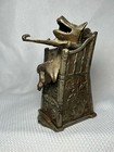 Antique Pig In High Chair Cast Iron Mechanical Bank J   E Stevens Working