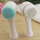Facial Cleansing Brush Manual 2-in-1 Silicone Double-sided Exfoliating Scrubber