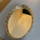 Vintage Gold Tone Filigree Oval Vanity Mirror Tray 13 5  X 8 5    Perfume Dresser