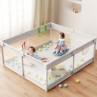 Extra Large Baby Playpen With Gate - Sturdy Indoor Toddler Play Yard  69x59in