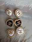 Lot Of 6   22mm Designer Button Pearl Chanel Button Replacement Gold Tone 