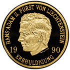 1990 Liechtenstein Gold 50fr Pr70 Dcam Pcgs Proof 50 Franken Coin Adam Ii Km-23
