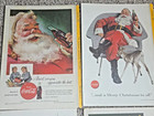 4  coca Cola  1950 s Santa Claus Ads  W deer  Bag Toys  Santa Drinking Coca Cola