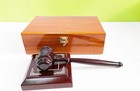 Wooden Gavel And Block Perfect For Judge  Lawyer  Auction Court  Deluxe Box Set 