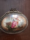 Antique Victorian Courting Scene Porcelain Picture Victorian Era One Has A Crack
