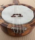 Vintage Wood Banjolele Resonator Banjo Ukulele With Two Tone Marketery 1920s 