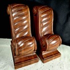 Set Of 2 Architectural Scrolled Corbels Heavy Cherry Wood Hand Carved 9 h