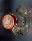 Vintage 1960 s Pure Maple Syrup Empty Clear Glass 6 5  Jug Bottle W Red Tin Lid